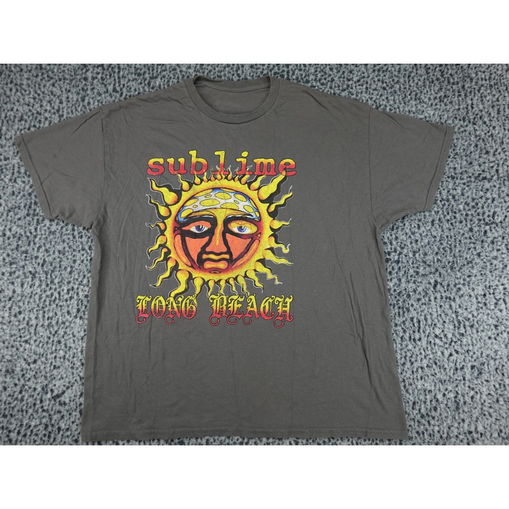 Sublime T-Shirt Mens XL Charcoal Grey Long Beach Sun Graphic Band Tee